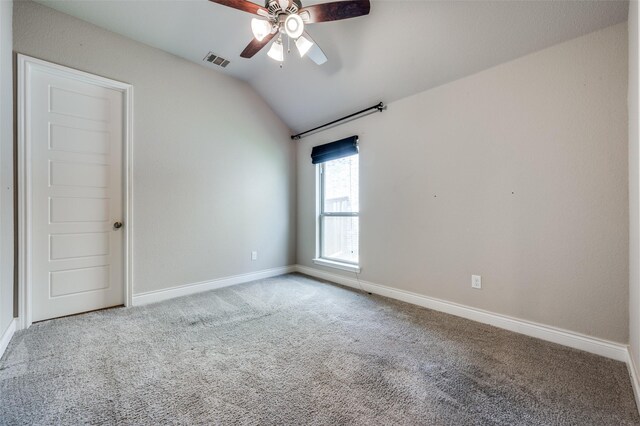 9600 Blue Stem Ln, Little Elm, TX 75068 - unfurnished room featuring lofted ceiling, ceiling fan, carpet, and baseboards