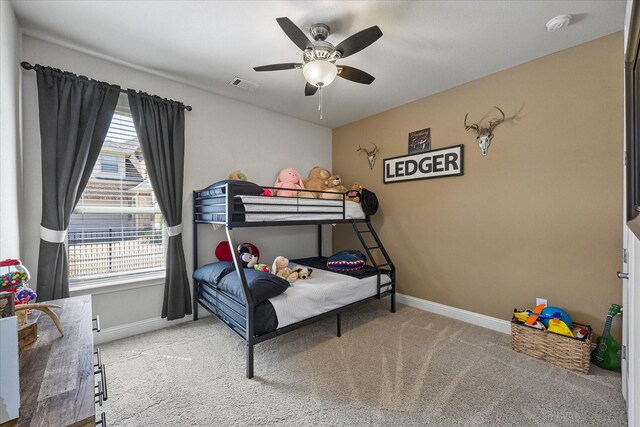1904 Kings Pass, Heath, TX 75032 - bedroom featuring ceiling fan, carpet flooring, baseboards, and visible vents