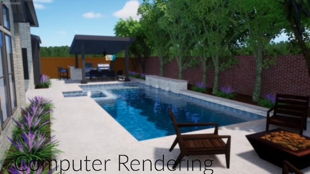 4424 Florentine Ln, Frisco, TX 75034 - view of pool featuring a patio, a fenced backyard, and a pool with connected hot tub