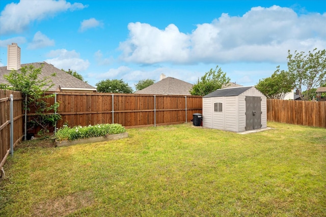 11709 Netleaf Ln, Fort Worth, TX 76244 - view of yard featuring an outbuilding, a storage shed, and a fenced backyard