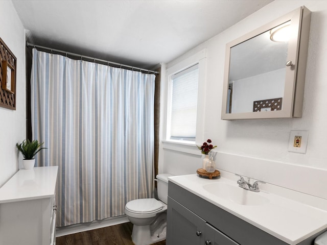 5536 Goodman Ave, Fort Worth, TX 76107 - bathroom featuring vanity, toilet, and wood finished floors