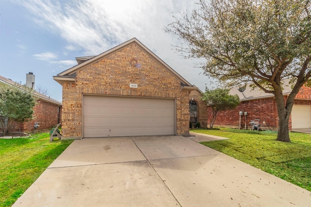 1209 Kachina Ln, Fort Worth, TX 76052 - traditional-style house with brick siding, a front lawn, and driveway