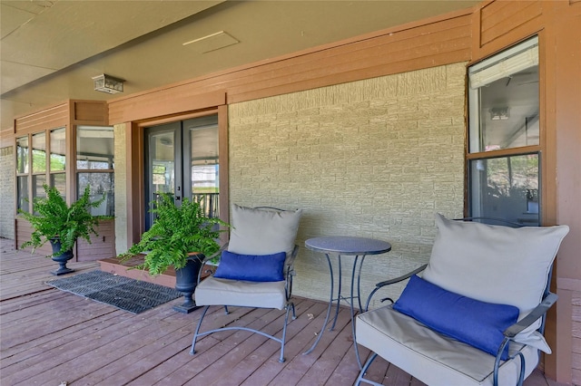 wooden deck with french doors