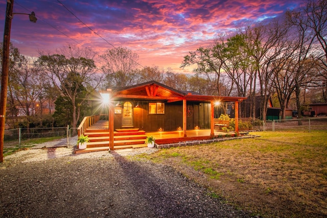 104 Henderson Harbor Cir, Payne Springs, TX 75156 - chalet / cabin with covered porch and a gate