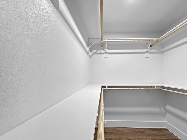 walk in closet with wood finished floors