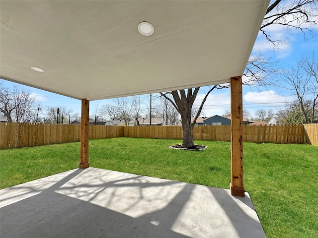 view of patio with a fenced backyard