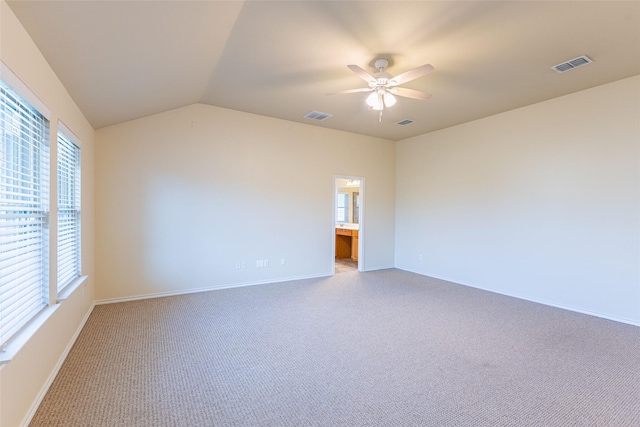 1032 Bending Oak Dr, Cedar Hill, TX 75104 - empty room with a ceiling fan, healthy amount of natural light, light carpet, and lofted ceiling
