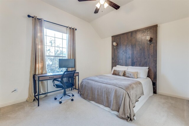 12252 Skipper Dr, Frisco, TX 75035 - carpeted bedroom featuring lofted ceiling, ceiling fan, and baseboards
