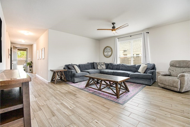 2015 Brenham Dr, Forney, TX 75126 - living area featuring light wood-style flooring and ceiling fan