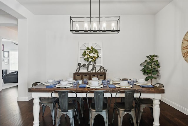 1208 S Pecan Pkwy, Northlake, TX 76247 - dining area featuring baseboards, a chandelier, and wood finished floors