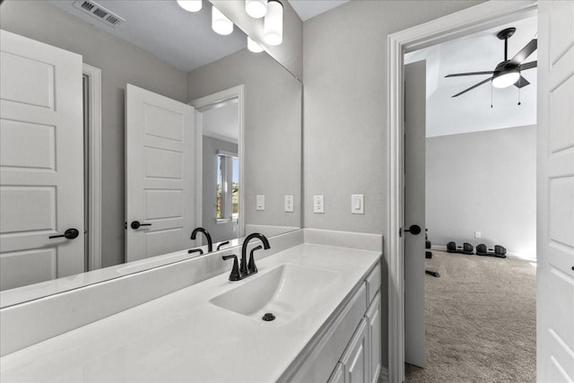 1261 Duke Dr, Prosper, TX 75078 - bathroom featuring a ceiling fan and vanity
