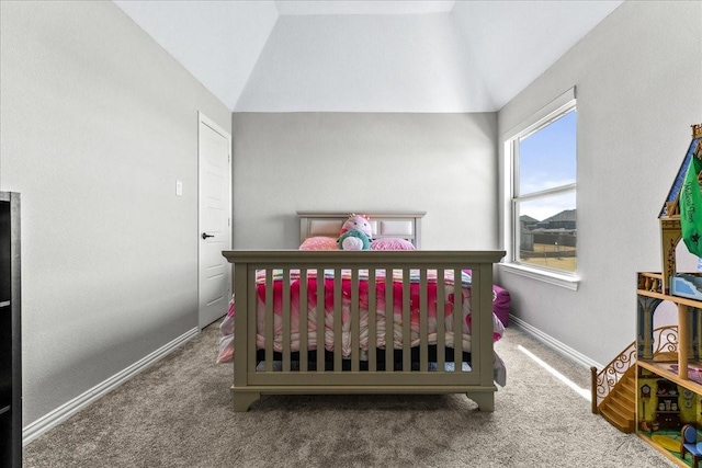 1261 Duke Dr, Prosper, TX 75078 - carpeted bedroom featuring vaulted ceiling and baseboards