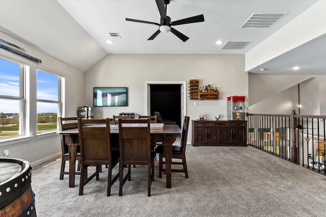 1261 Duke Dr, Prosper, TX 75078 - dining space featuring ceiling fan, carpet, and visible vents