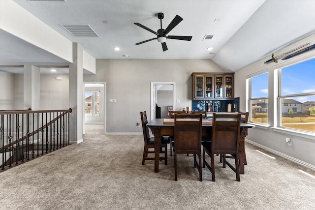 1261 Duke Dr, Prosper, TX 75078 - dining space featuring light carpet, baseboards, a ceiling fan, and visible vents