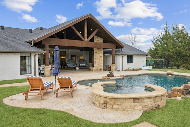 15961 Custer Trl, Frisco, TX 75035 - view of swimming pool with a patio and a pool with connected hot tub