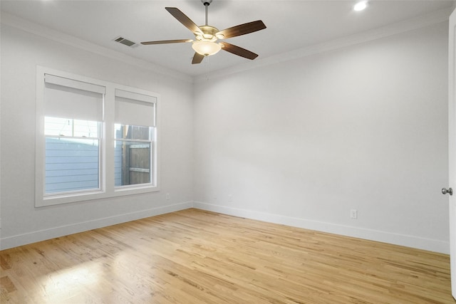 613 E Wall St, Grapevine, TX 76051 - empty room with light wood-style flooring, crown molding, ceiling fan, and visible vents