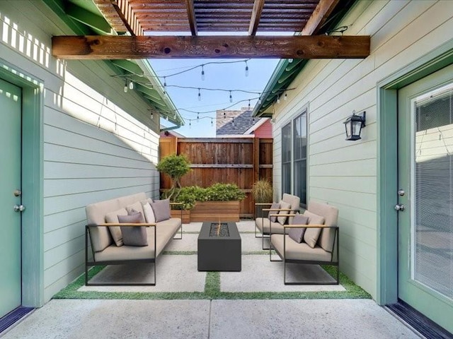 613 E Wall St, Grapevine, TX 76051 - view of patio / terrace featuring an outdoor living space with a fire pit