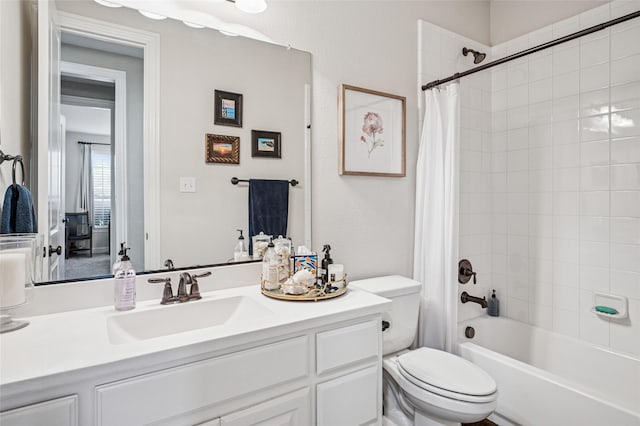 908 Champions Ct, Roanoke, TX 76262 - bathroom with toilet, shower / tub combo, and vanity