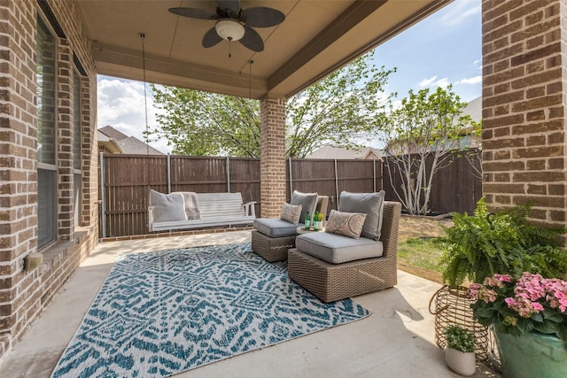 1217 Avondale Dr, Murphy, TX 75094 - view of patio / terrace featuring an outdoor hangout area and ceiling fan