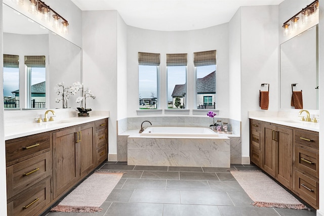 4909 Cheshire Ln, Parker, TX 75002 - bathroom featuring a sink, a garden tub, and two vanities