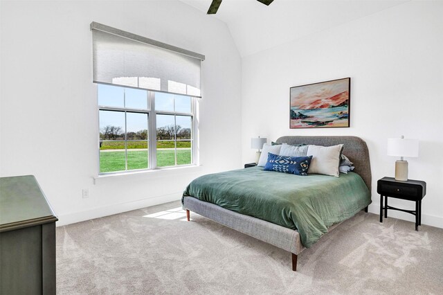 4909 Cheshire Ln, Parker, TX 75002 - bedroom featuring baseboards, carpet, lofted ceiling, and ceiling fan