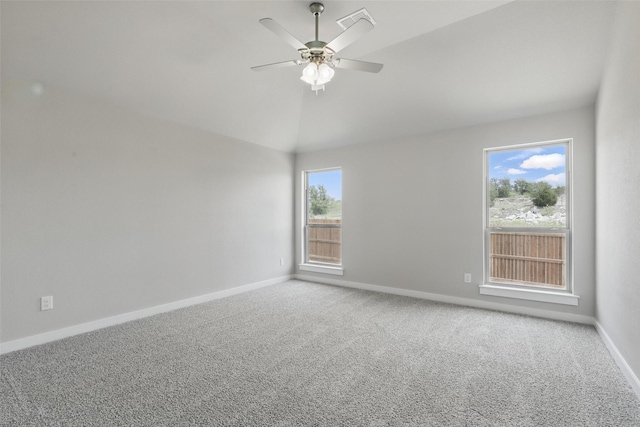 116 Mesa Dr, Glen Rose, TX 76043 - carpeted spare room with baseboards, ceiling fan, and lofted ceiling