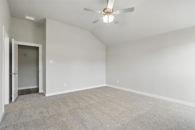 116 Mesa Dr, Glen Rose, TX 76043 - bonus room featuring light colored carpet, baseboards, ceiling fan, and lofted ceiling