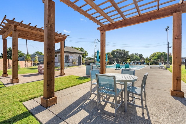 3144 Galveston St, Plano, TX 75075 - view of patio featuring a pergola, a community pool, and outdoor dining area