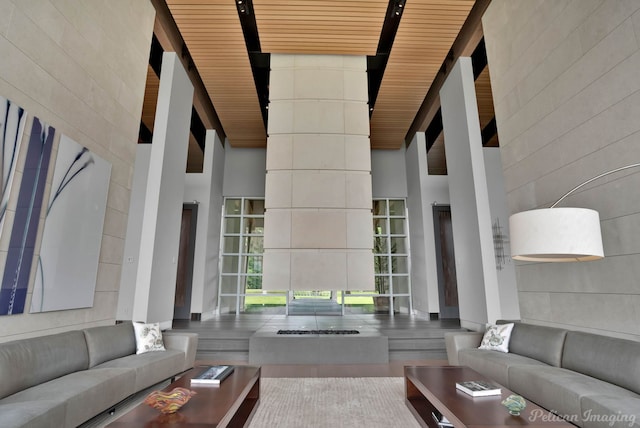 613 Moore Rd, Elm Grove, LA 71051 - living area featuring a towering ceiling and wooden ceiling