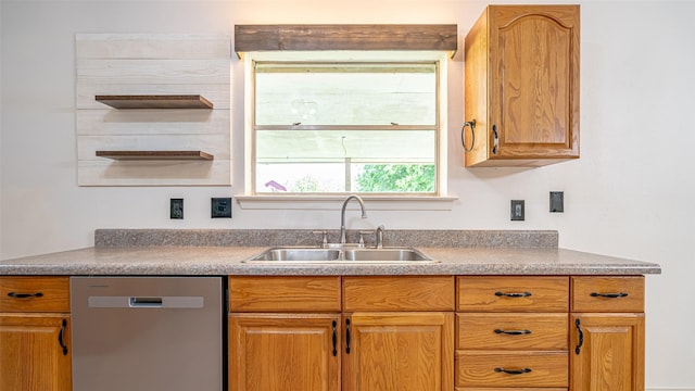 kitchen with stainless steel dishwasher and a sink