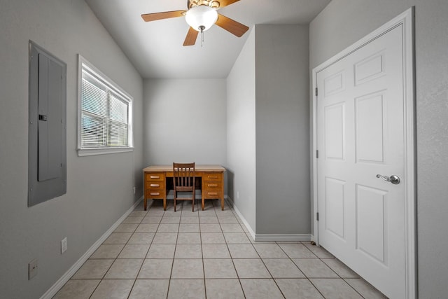 4489 E Fm 120, Denison, TX 75021 - office with light tile patterned floors, baseboards, a ceiling fan, and electric panel