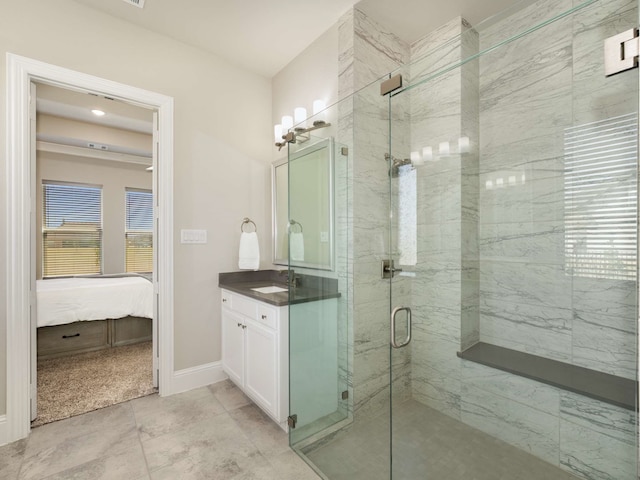 1040 Sugar Bars Dr, Lucas, TX 75002 - full bathroom with a shower stall, vanity, baseboards, and ensuite bath