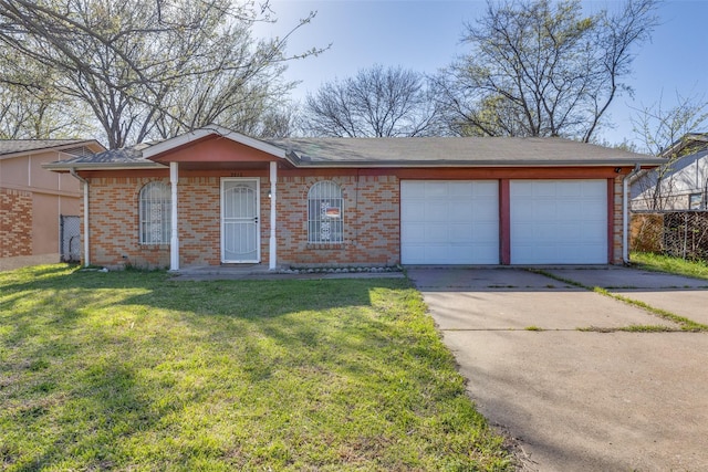 3816 Lauretta Dr, Fort Worth, TX 76119 - single story home with a front yard, a garage, brick siding, and concrete driveway