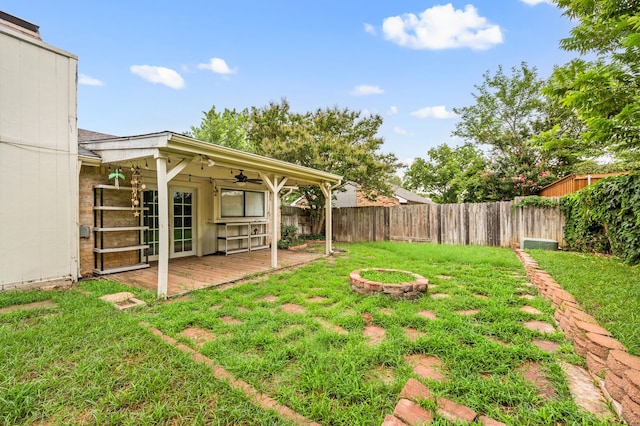 3712 Chittam Ln, Bedford, TX 76021 - fenced backyard with ceiling fan