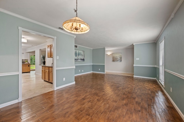 3712 Chittam Ln, Bedford, TX 76021 - unfurnished living room with wood finished floors and crown molding