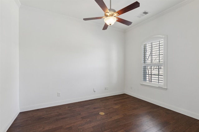 3612 Green Mountain Pl, Mckinney, TX 75070 - unfurnished room featuring dark wood-style floors, baseboards, ornamental molding, and ceiling fan