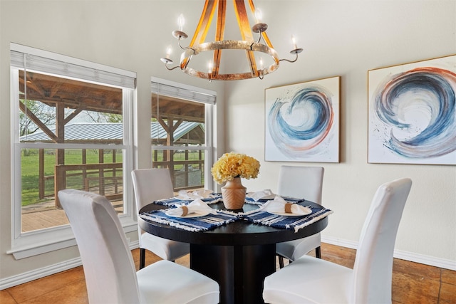 2357 S Branch Rd, Krum, TX 76249 - dining space featuring a chandelier and baseboards