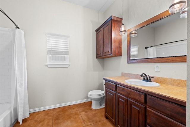 2357 S Branch Rd, Krum, TX 76249 - full bath with vanity, tile patterned floors, and shower / tub combo