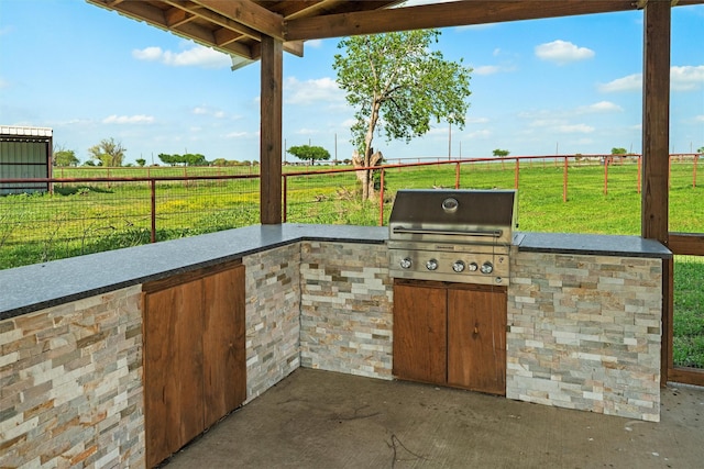 2357 S Branch Rd, Krum, TX 76249 - view of patio / terrace featuring an outdoor kitchen and a view of rural / pastoral area