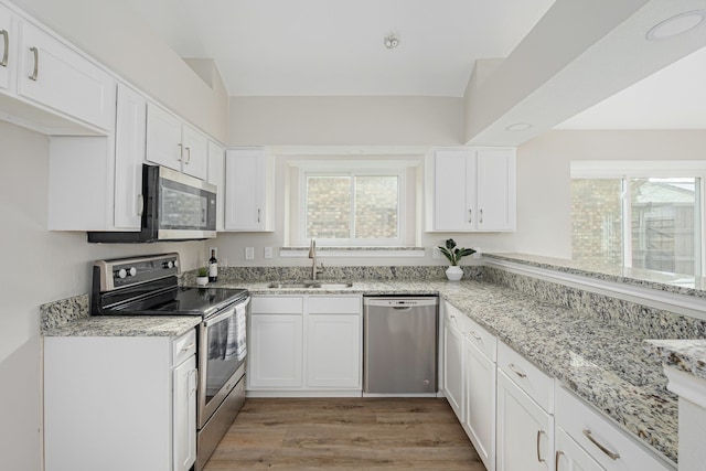 632 Albrook Dr, Allen, TX 75002 - kitchen featuring stainless steel appliances, a sink, light stone counters, and healthy amount of natural light