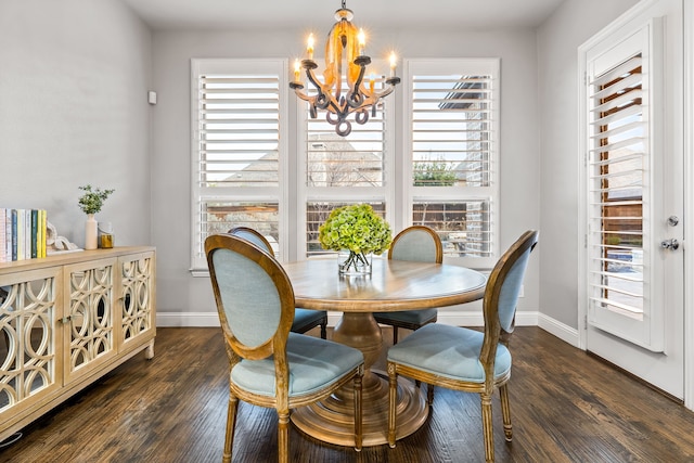 3510 Springbell St, Celina, TX 75009 - dining space with a chandelier, baseboards, and wood finished floors