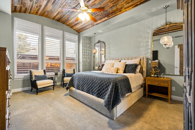 3510 Springbell St, Celina, TX 75009 - carpeted bedroom featuring multiple windows, vaulted ceiling, baseboards, a chandelier, and ceiling fan