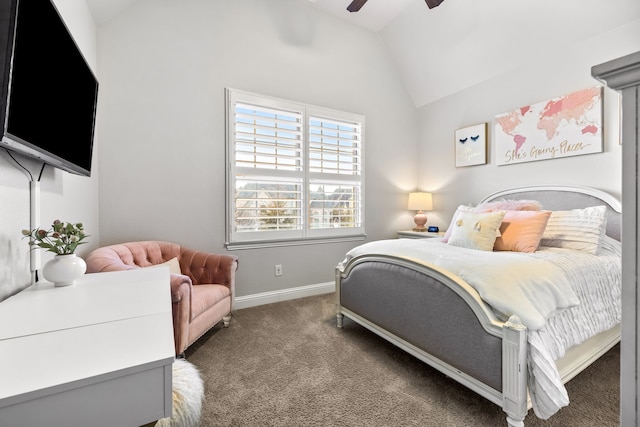 3510 Springbell St, Celina, TX 75009 - bedroom featuring vaulted ceiling, carpet flooring, a ceiling fan, and baseboards