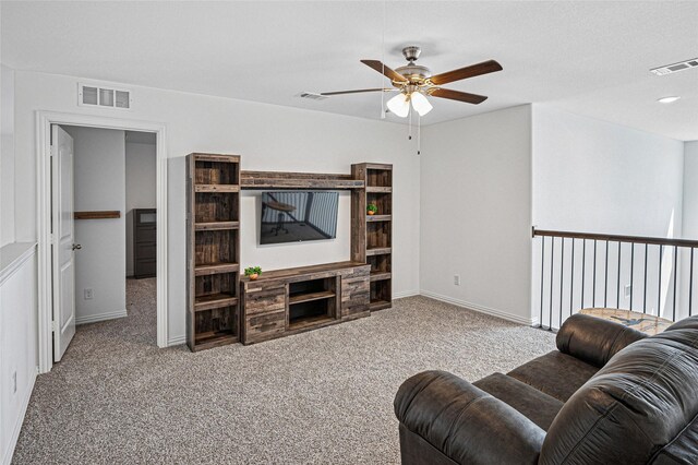 197 Spanish Moss Trl, Rhome, TX 76078 - living room featuring ceiling fan, carpet flooring, and baseboards