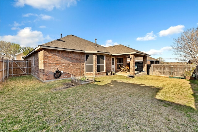 724 Darlington Trl, Fort Worth, TX 76131 - back of house with brick siding, roof with shingles, and a patio