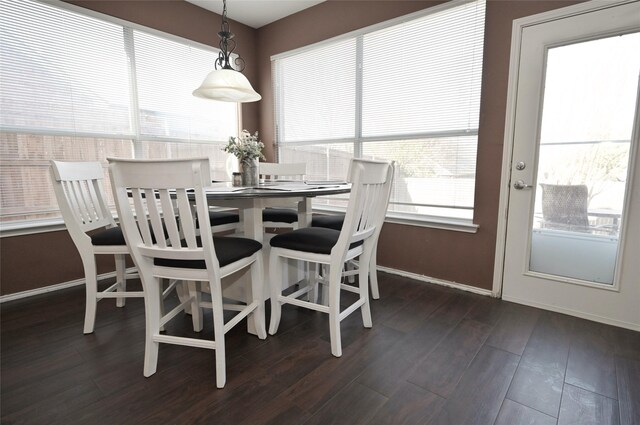 dining room featuring baseboards and dark wood finished floors