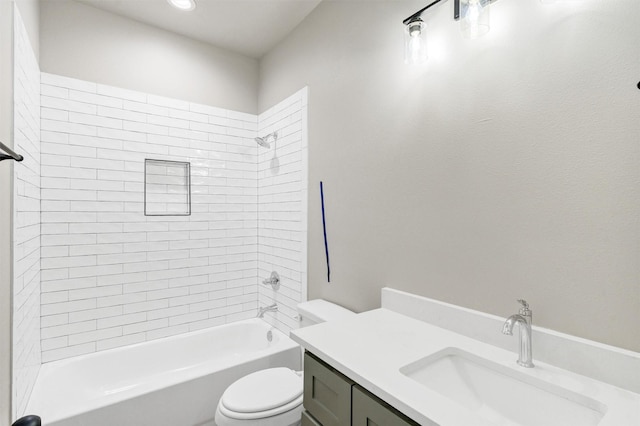 309 Pecan Ln, Tolar, TX 76476 - bathroom with toilet, vanity, and bathtub / shower combination