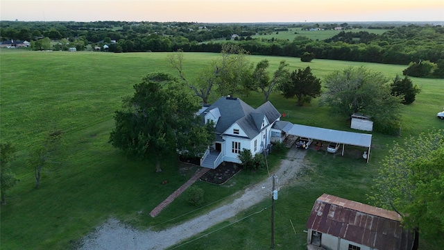 bird's eye view featuring a rural view