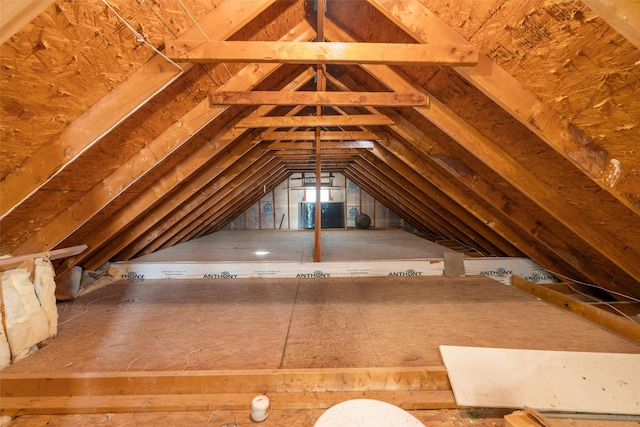 view of unfinished attic