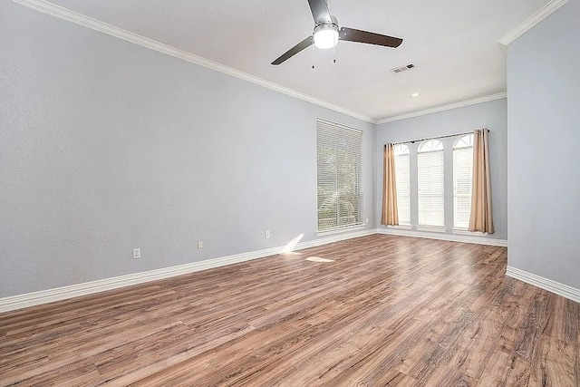 4726 Steeple Chase Ln, Rockwall, TX 75032 - empty room with wood finished floors, ceiling fan, and crown molding